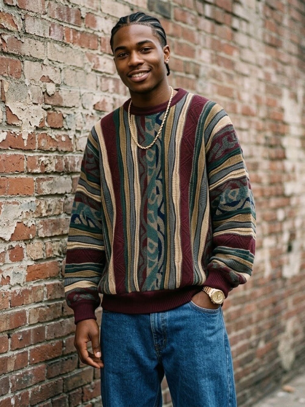 Vintage St Croix Knits 3D Textured Sweater Mens L Coogi Style Wool - NWT / NOS